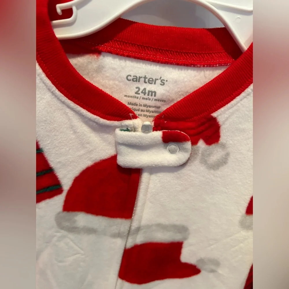 Carters Baby Christmas PJ Footie Santa hat Stockings sz 24mo